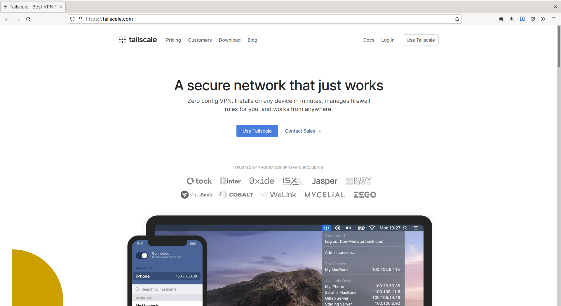 The Tailscale home page
